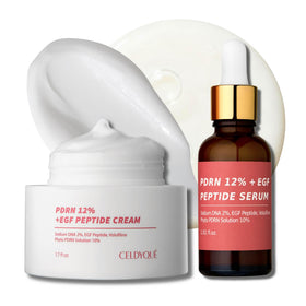 CELDYQUE front packaging showing serum and cream set with clean design and visible benefits