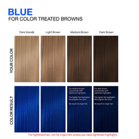 Celeb Luxury in-use on highlighted hair showing visible blue tone refresh and vibrant result benefit
