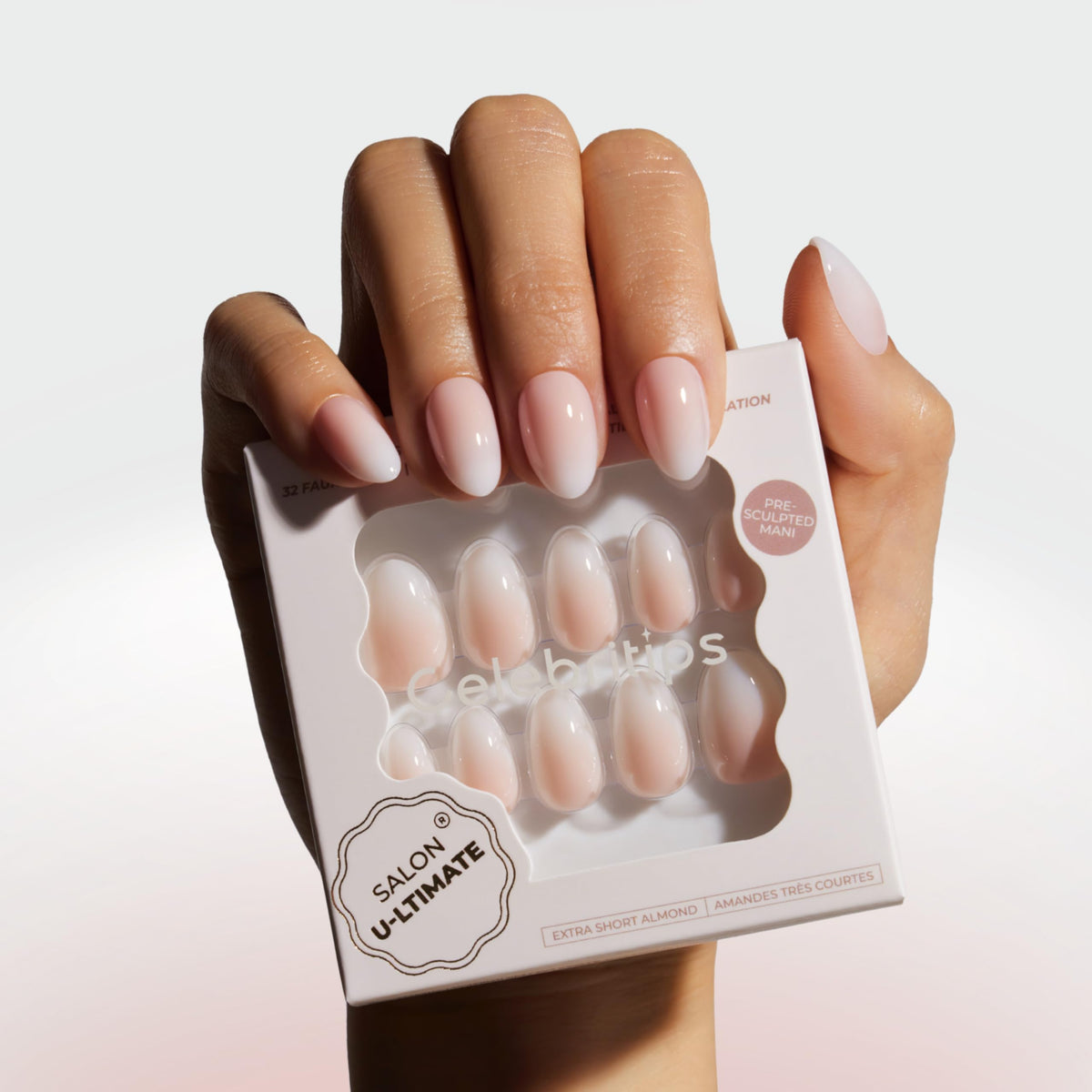 Celebritips front packaging showing clean pink kit and benefits of salon finish
