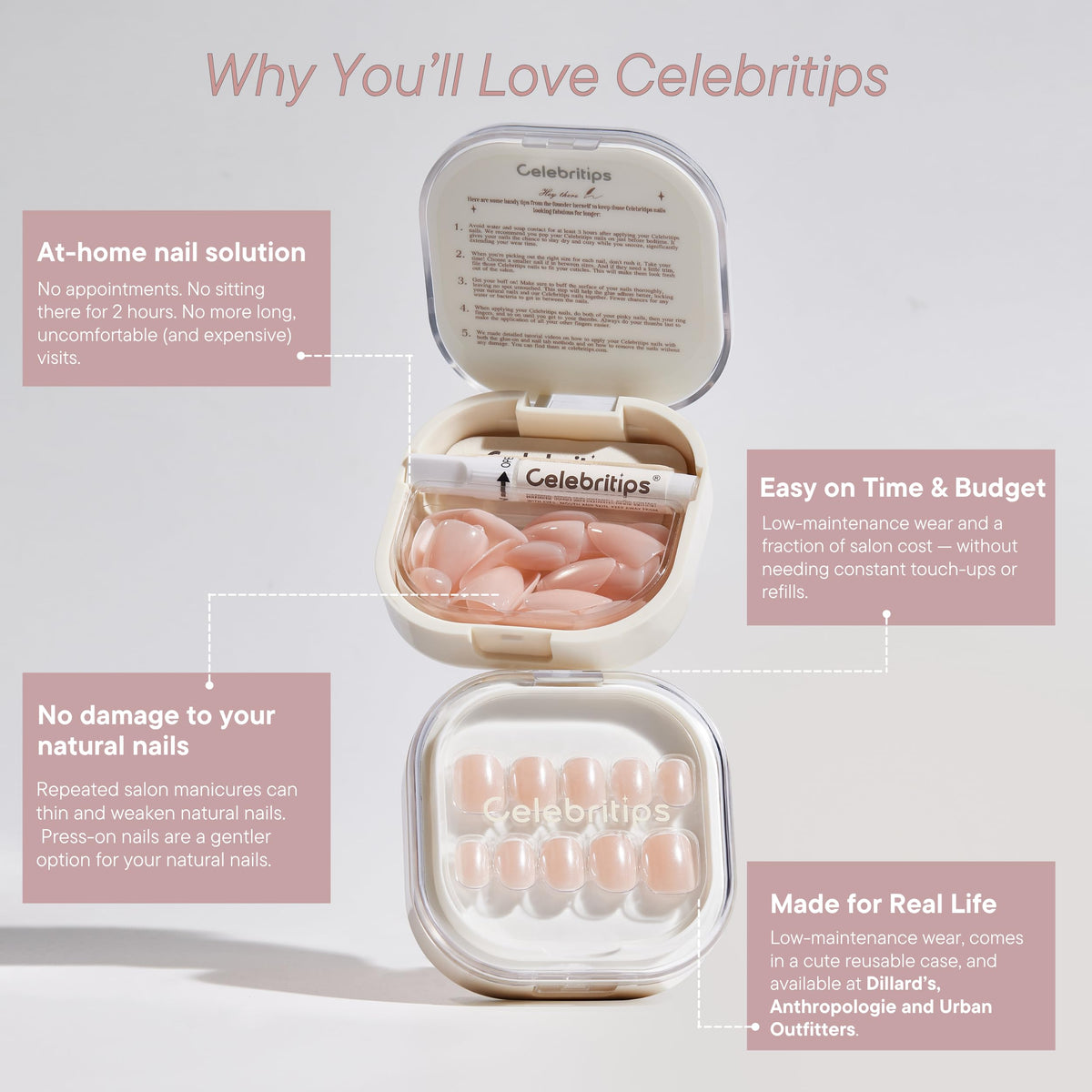 Celebritips model wearing nails showing instant polished manicure benefit