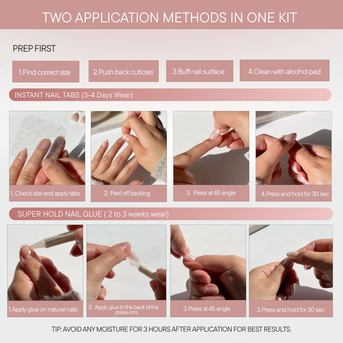 Celebritips nails beside fingers for size comparison and correct fit benefit