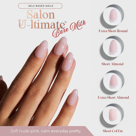 Celebritips short almond nails top view demonstrating salon silhouette and polish-like finish