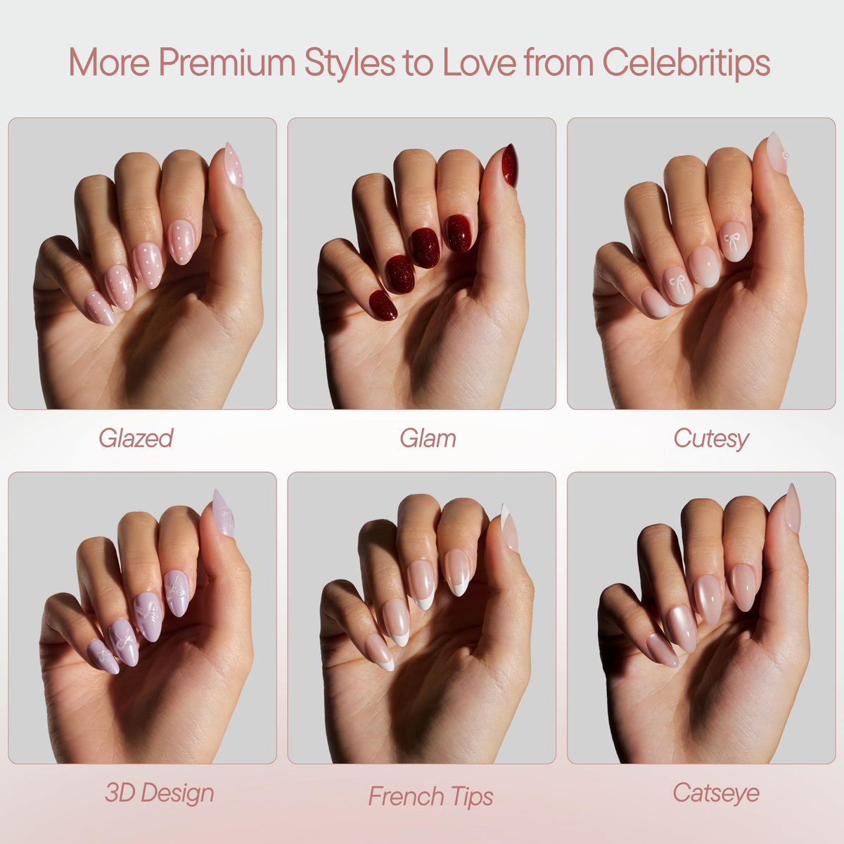 Celebritips size chart with sample nails for inclusive 16-size fit
