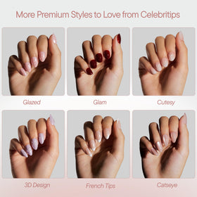 Celebritips size chart with sample nails for accurate size selection benefit