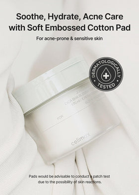 celimax pad being applied to cheek demonstrating gentle exfoliation benefit
