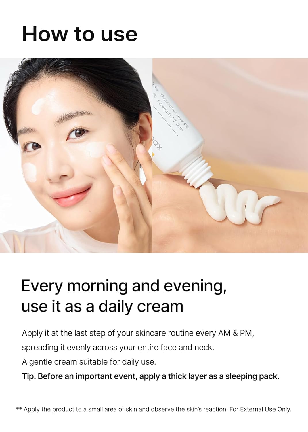 celimax ingredient label close-up highlighting niacinamide and tranexamic acid strengths