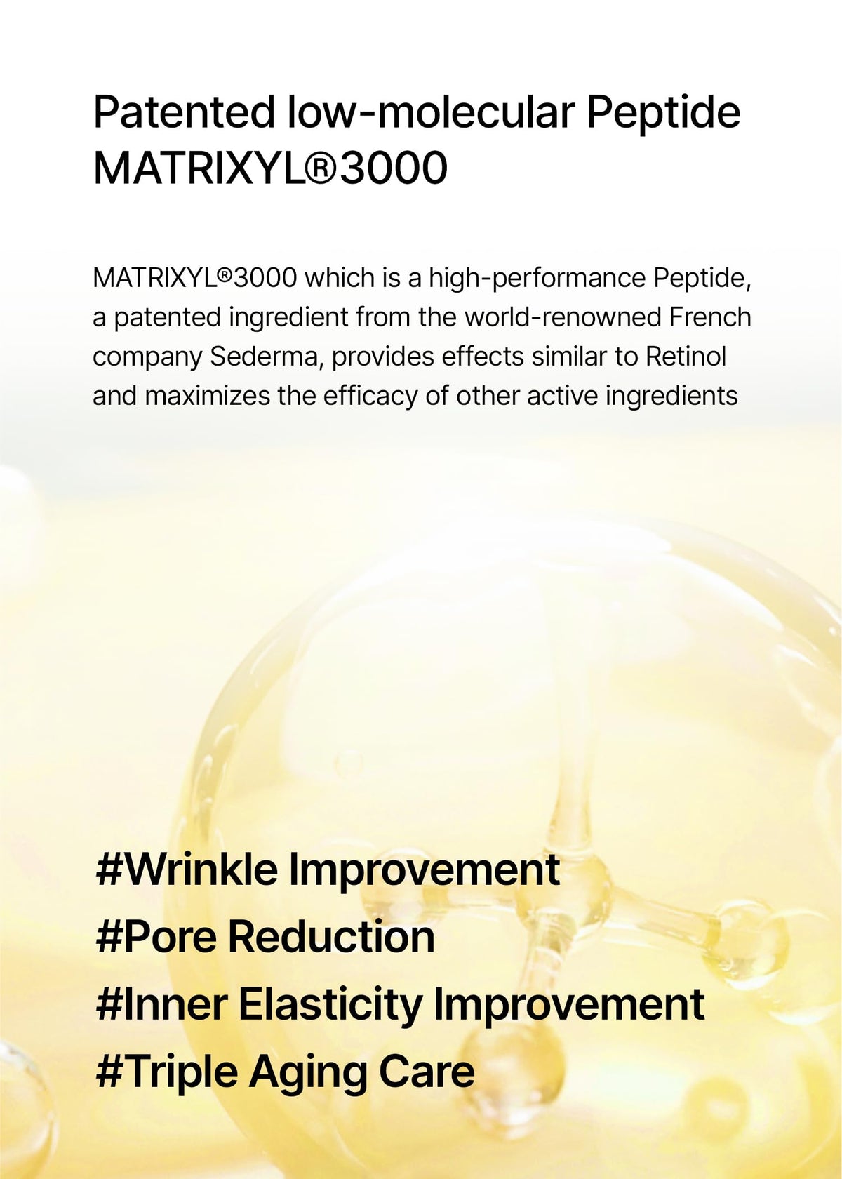 celimax ingredient matrixyl visual illustrating peptide focus and supportive firmness benefit