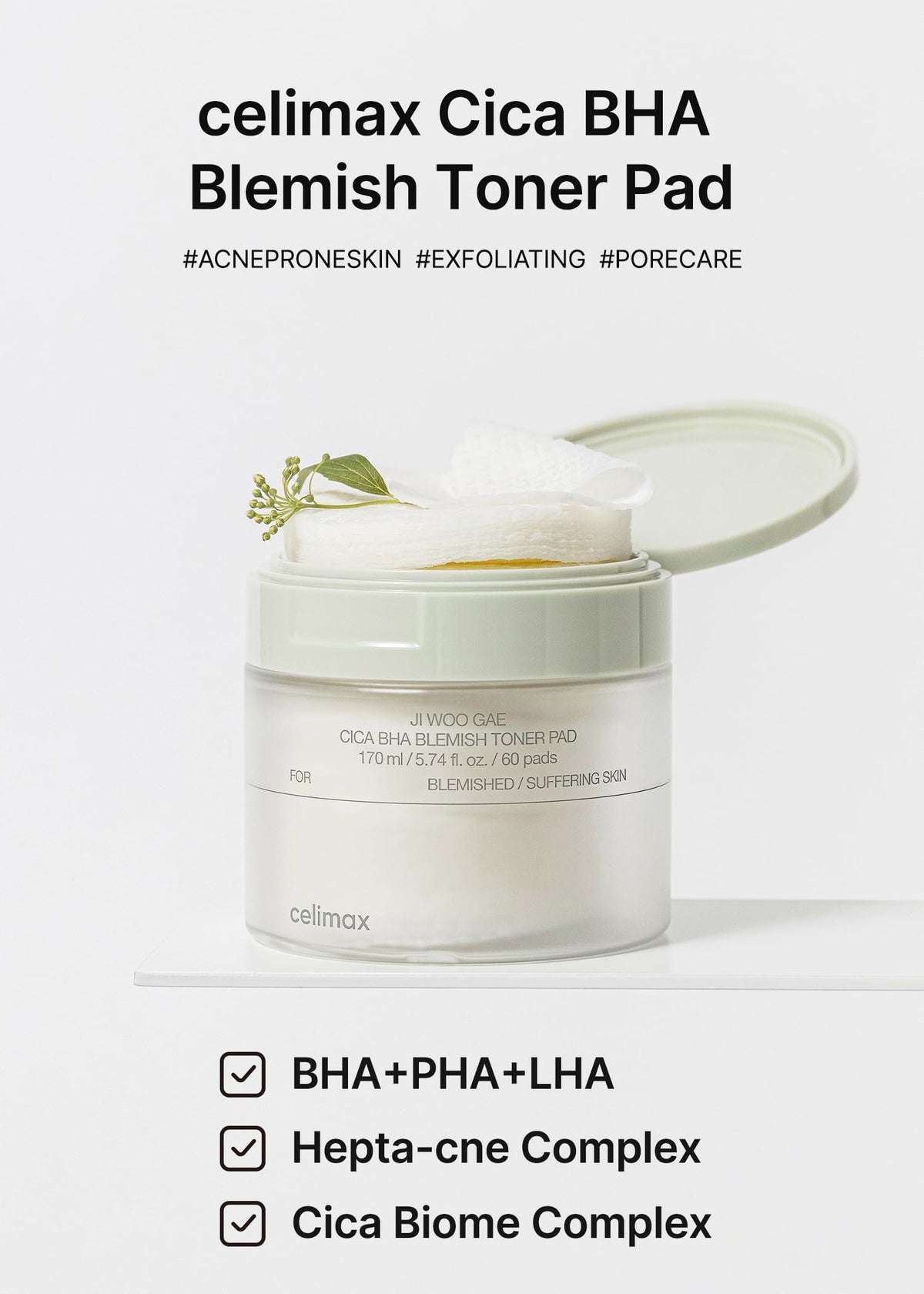 celimax pad soaked in solution highlighting hydrating formula and easy use