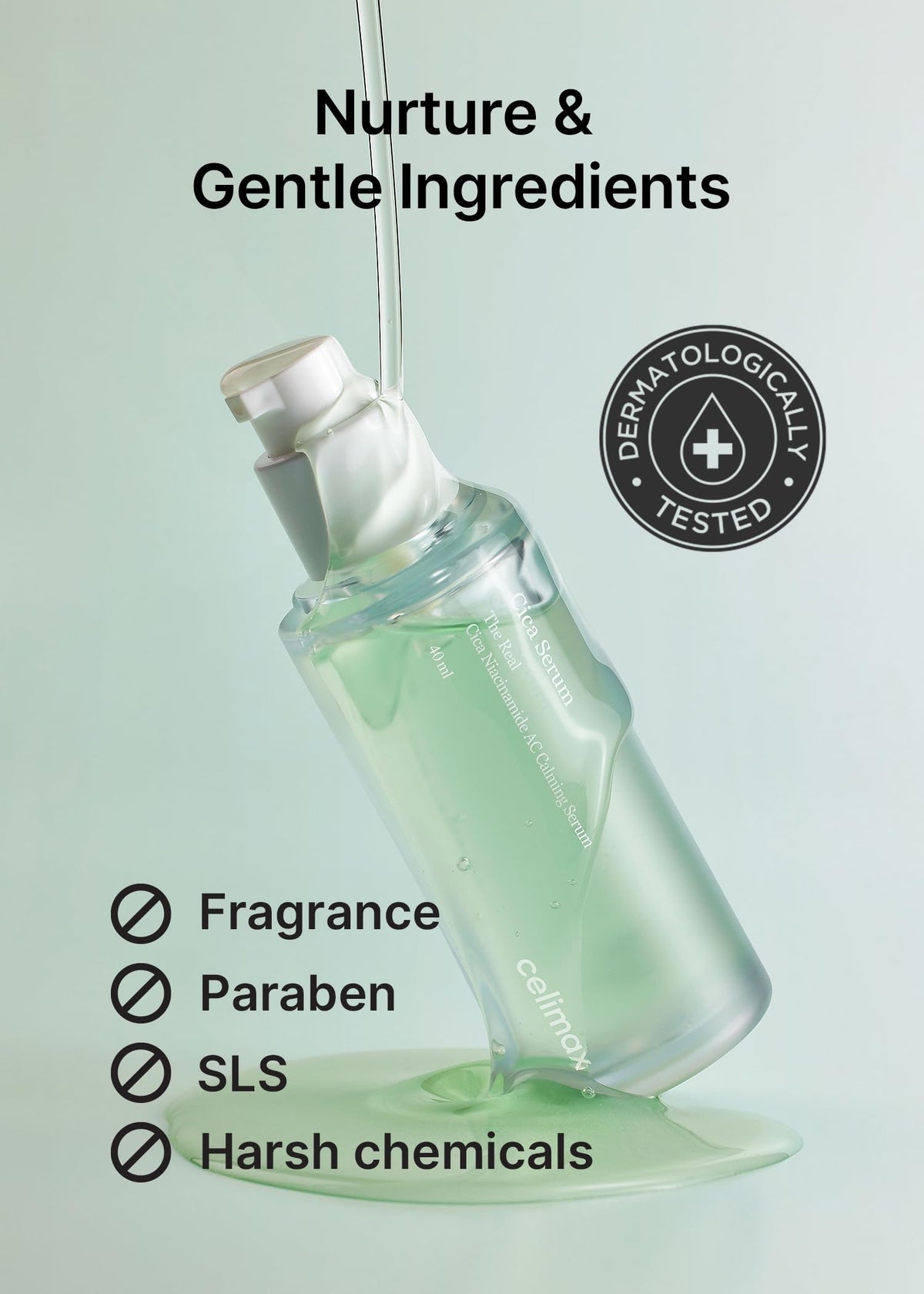 celimax texture drop closeup showing lightweight hydrating consistency benefit