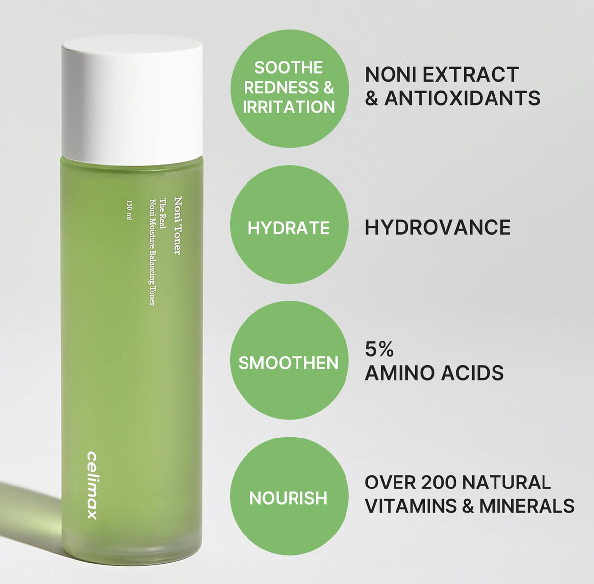 celimax toner on bathroom shelf in routine setting, suggests easy AM/PM use