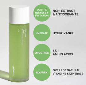 celimax toner on bathroom shelf in routine setting, suggests easy AM/PM use