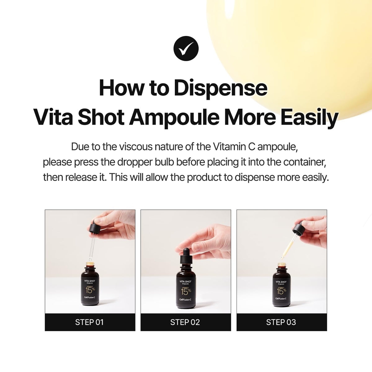 Cell Fusion C 20g ampoule held in hand to show scale and travel-friendly convenience