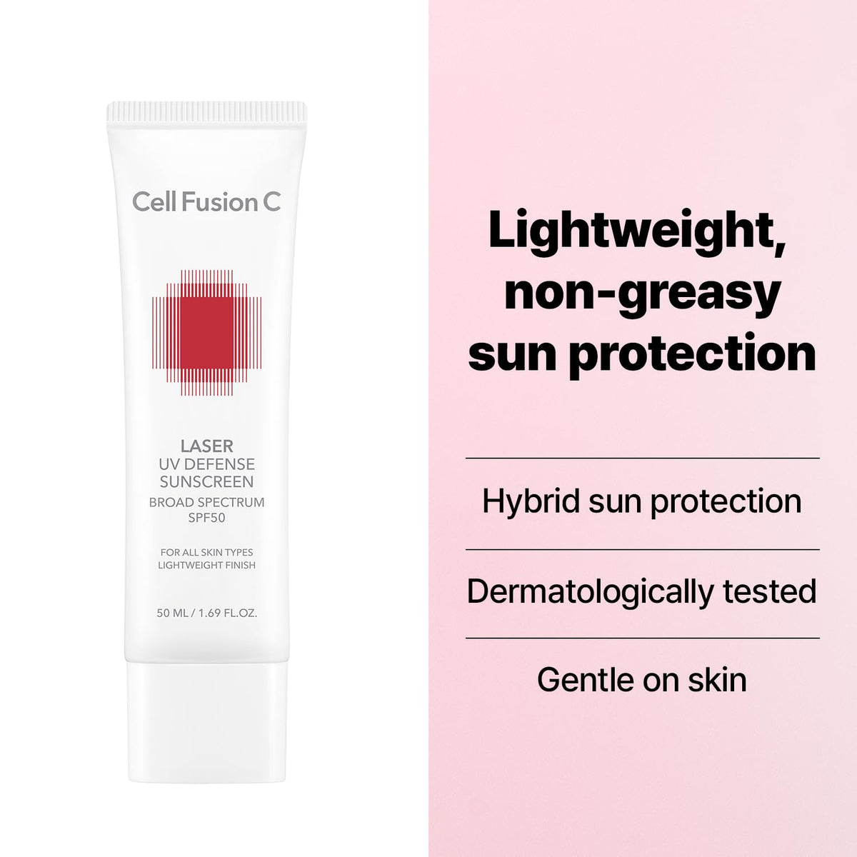 Cell Fusion C sunscreen applied on hand demonstrating quick absorption