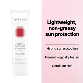 Cell Fusion C sunscreen applied on hand demonstrating quick absorption