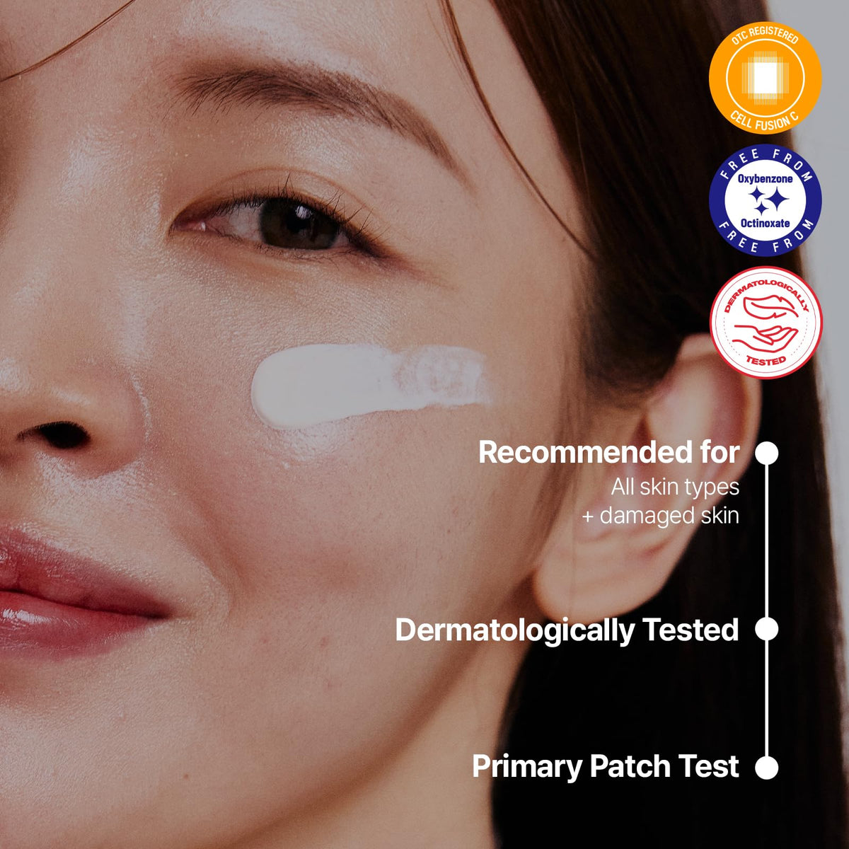 Cell Fusion C applied on skin demonstrating no white cast benefit