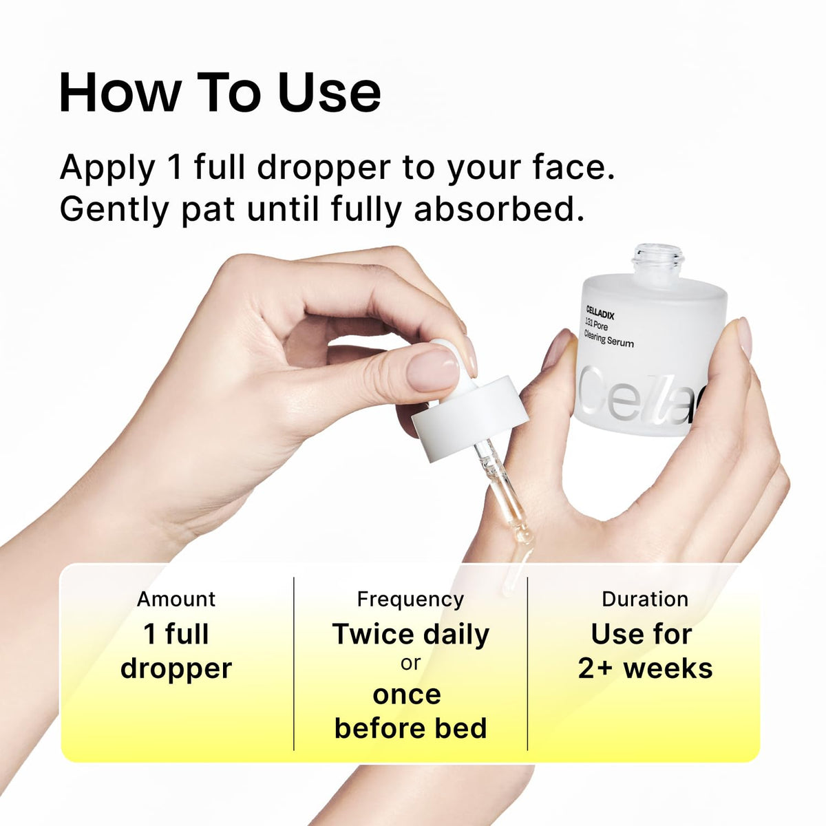 Celladix before and after pore visual showing reduced congestion and clearer skin benefit