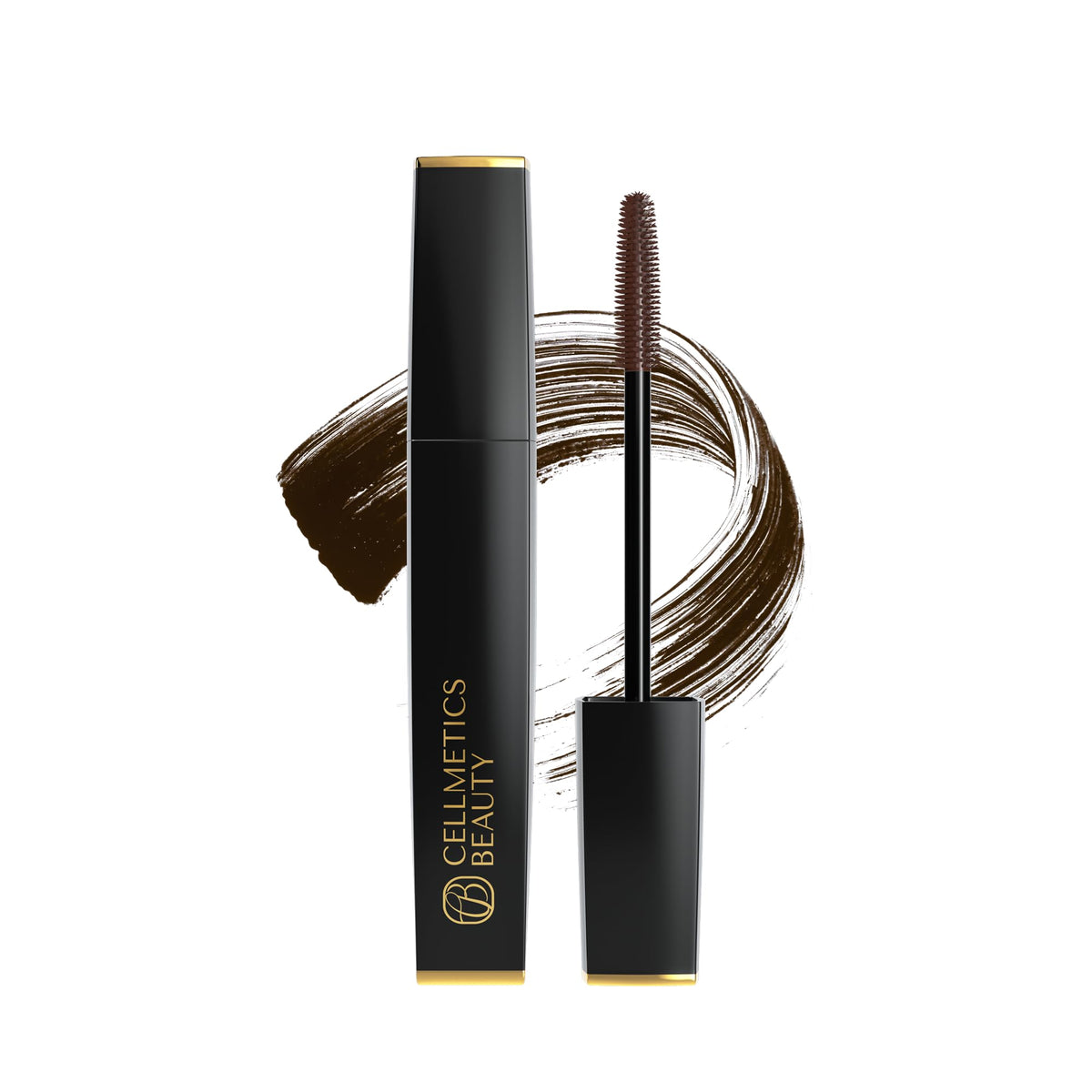 CELLMETICS BEAUTY front packaging brown mascara showing natural finish