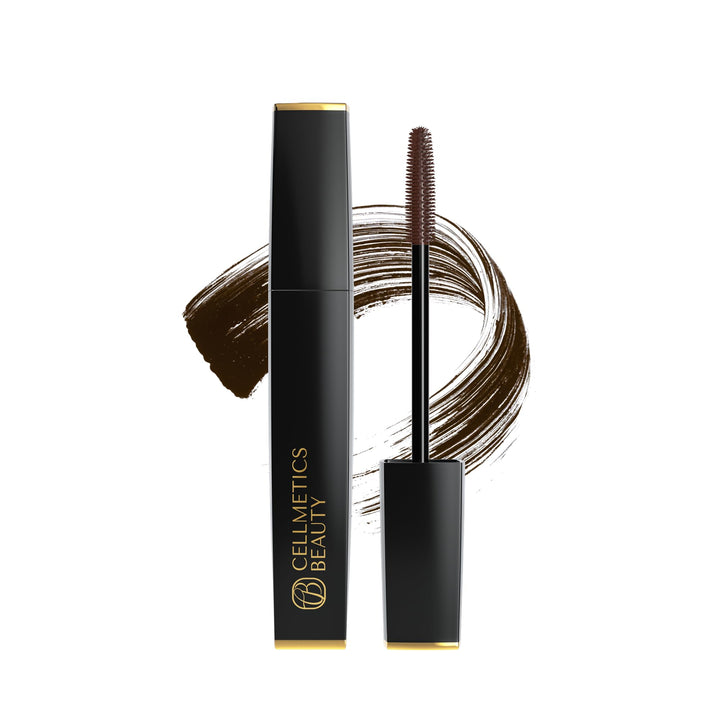 CELLMETICS BEAUTY front packaging brown mascara showing natural finish