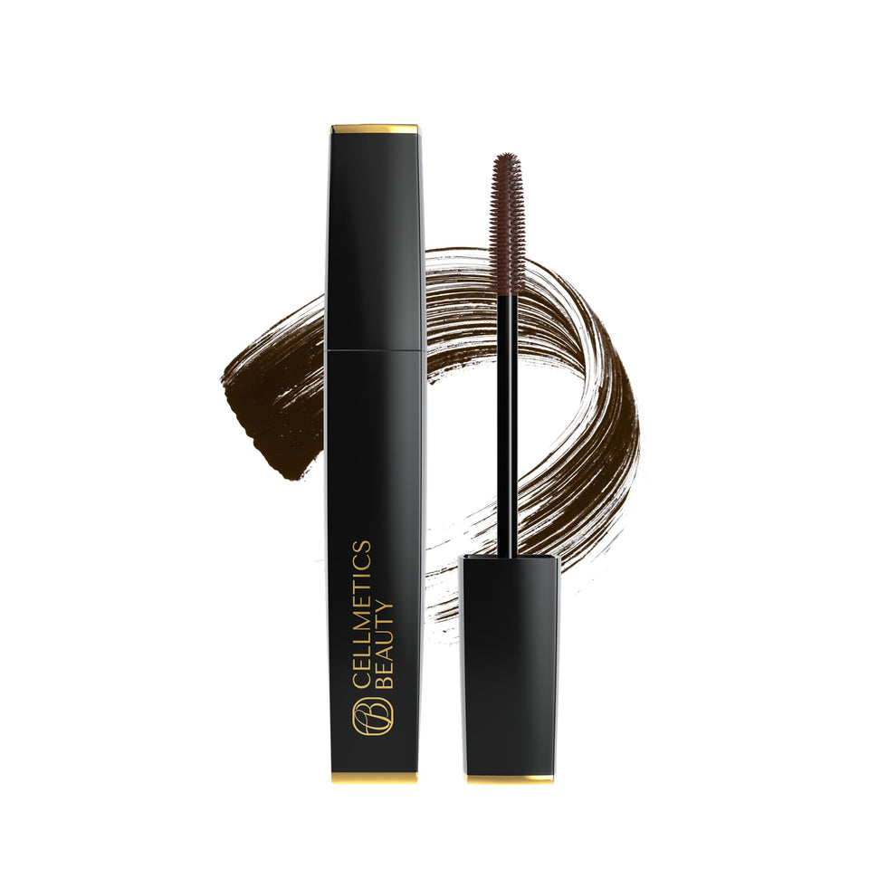 CELLMETICS BEAUTY front packaging brown mascara showing natural finish