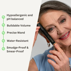 Cellmetics before and after demonstrating fuller, longer mature lashes
