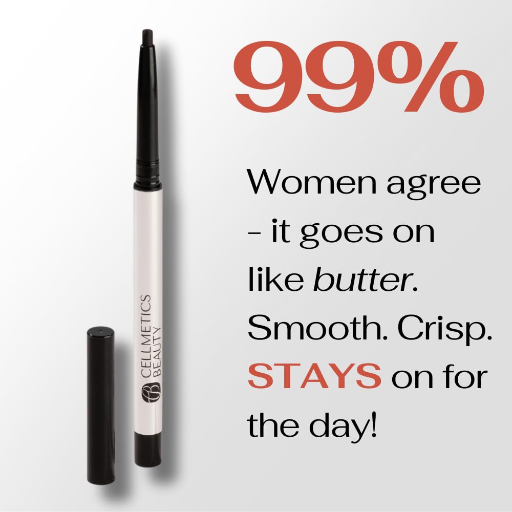 CELLMETICS retractable tip detail highlighting no-sharpening convenience benefit