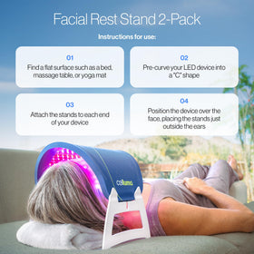 Celluma facial rests with panel mounted demonstrating hands-free benefit