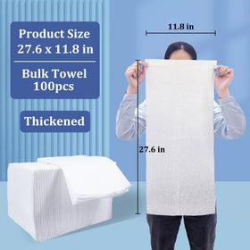 Celmuron towel beside hand for scale showing compact size
