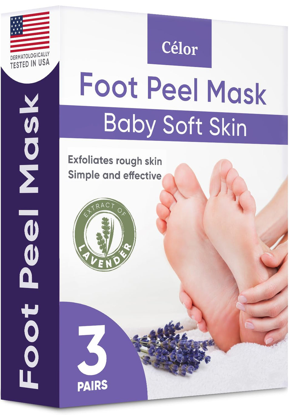 CÉLOR front packaging showing three pairs, clear product benefits