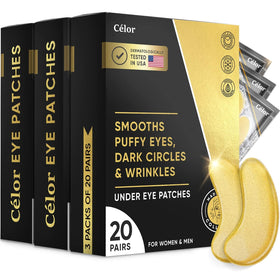 CÉLOR front packaging showing gold eye patches and benefits