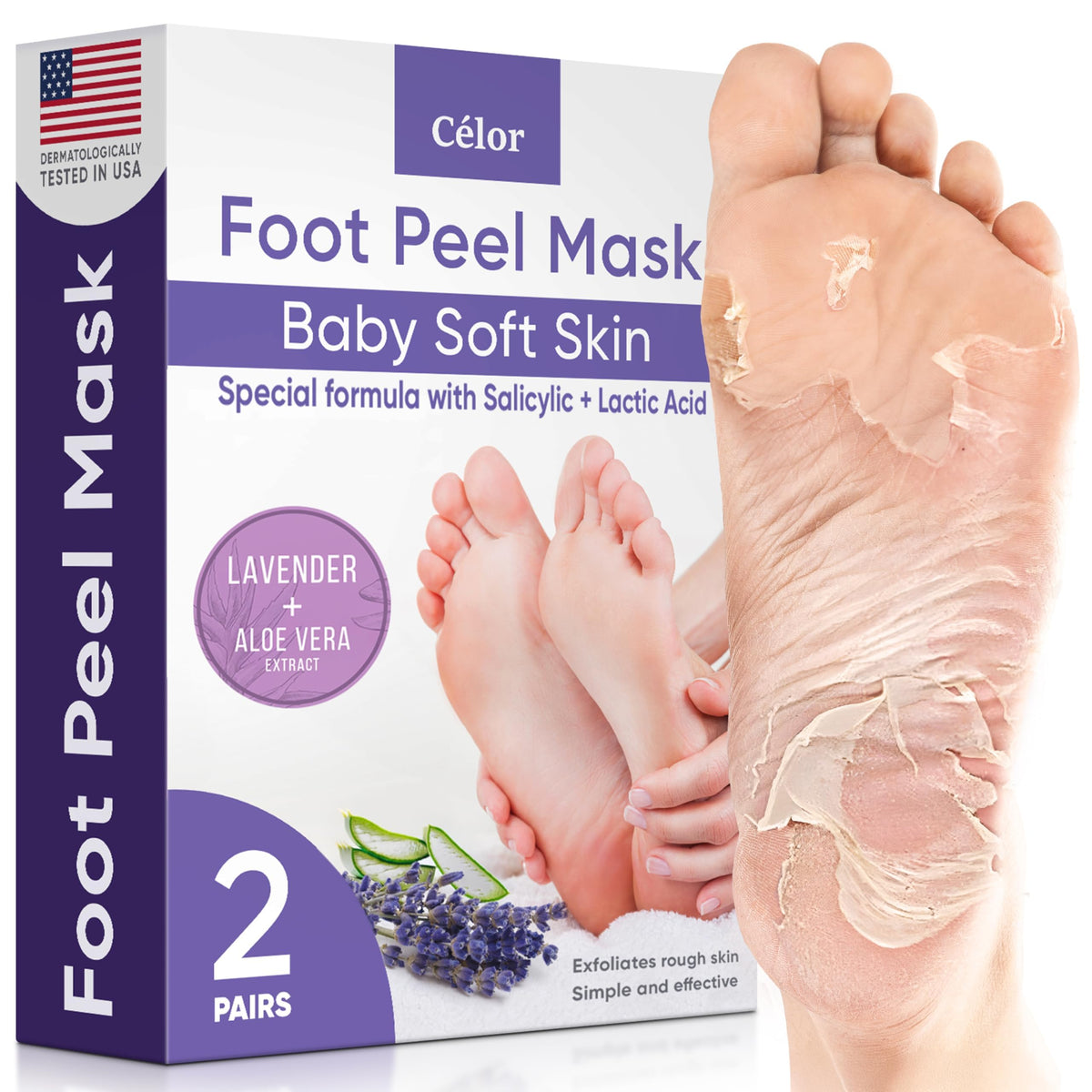 CÉLOR front packaging showing two pairs and lavender scent for spa-like results