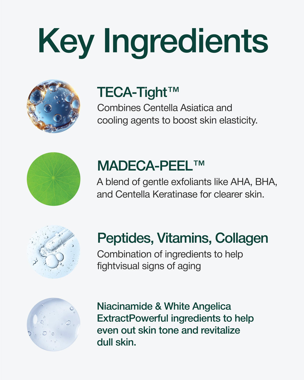 CENTELLIAN 24 ingredient label highlighting TECA Tight and MADECA-PEEl benefits