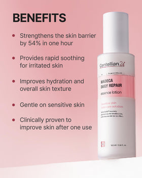CENTELLIAN 24 beside sunscreen and makeup suggesting layering in daily routine