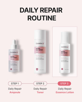 CENTELLIAN 24 on bathroom shelf staged with towels implying calming skincare ritual