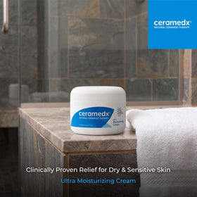 Ceramedx cream texture close-up highlighting rich non-greasy hydration and smooth feel