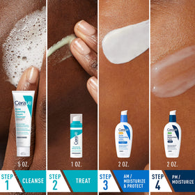 CeraVe acne foaming cleanser pump closeup demonstrating creamy texture