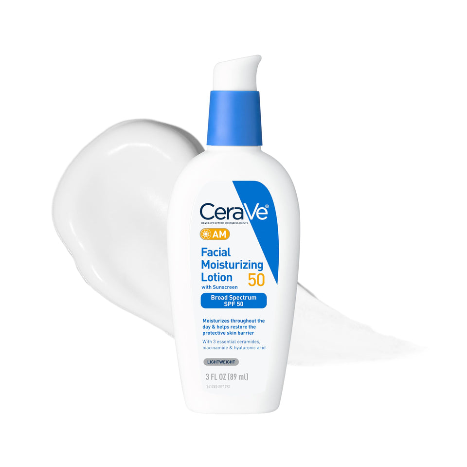 CeraVe AM lotion front view showing SPF 50 protection and benefit