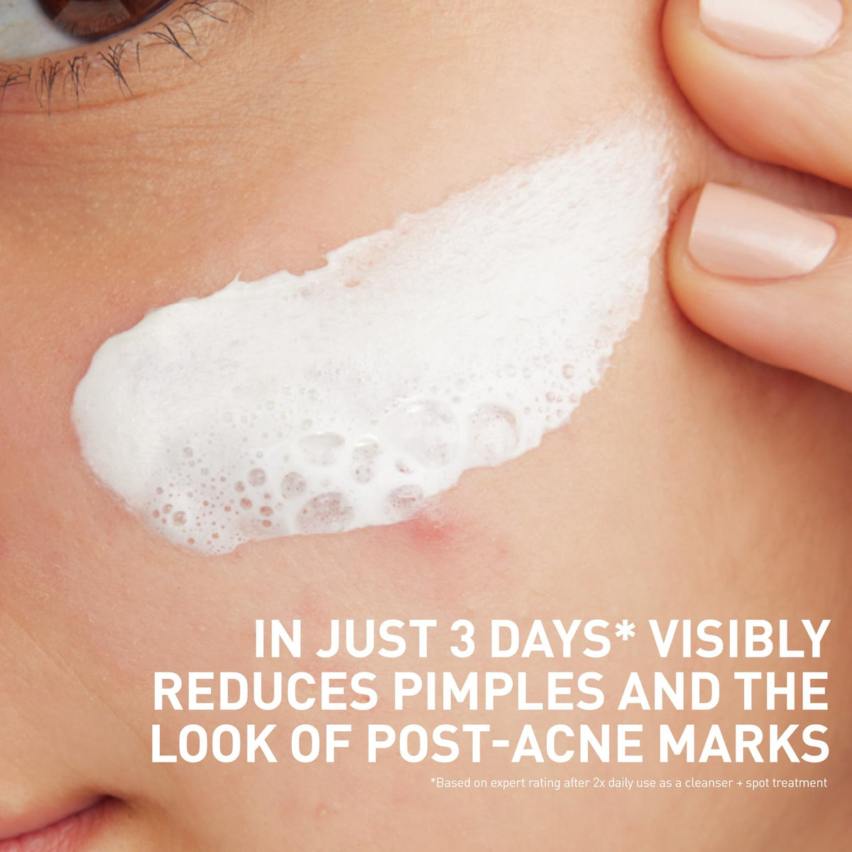 CeraVe foam in hand illustrating lather that cleanses without over-drying