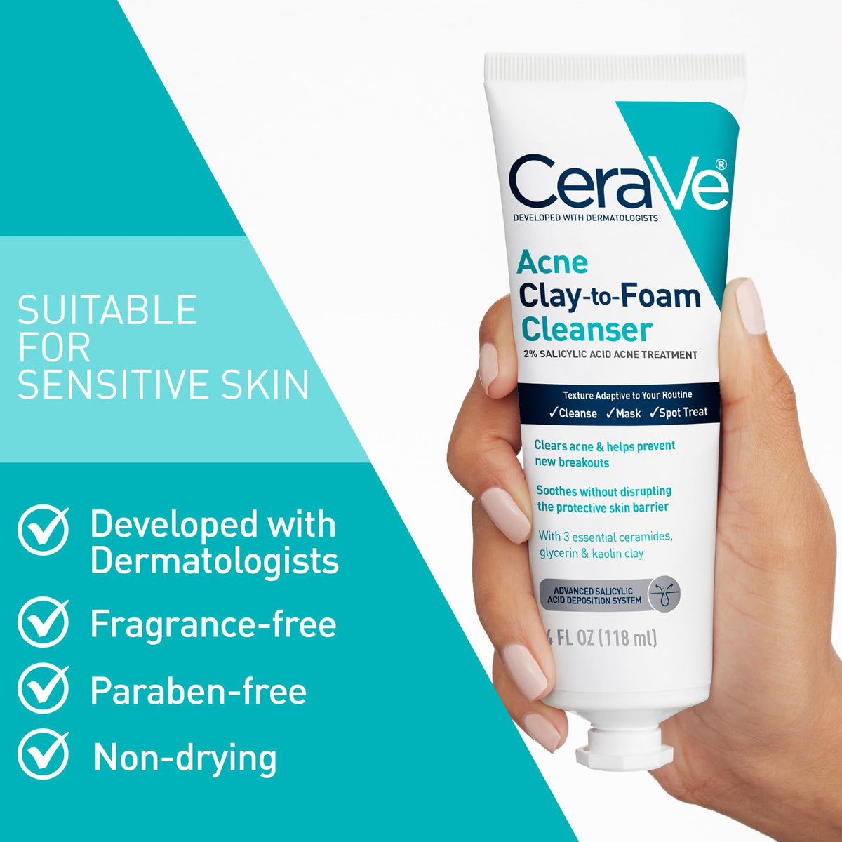 CeraVe kaolin clay ingredient close-up highlighting oil-control benefit