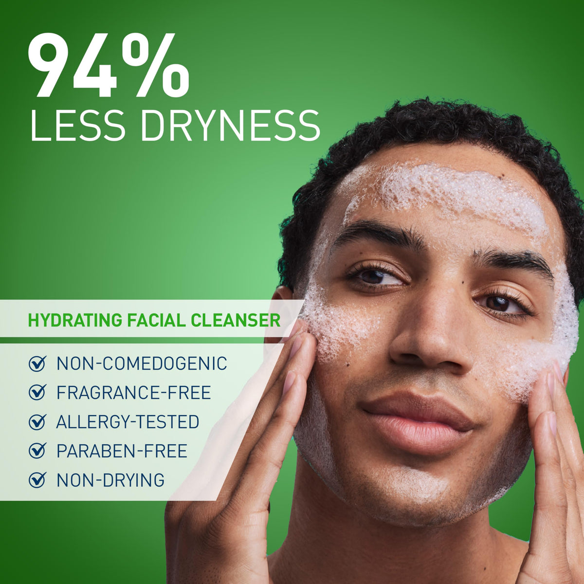 CeraVe cleanser dispensed into hand to show amount and smooth application benefit