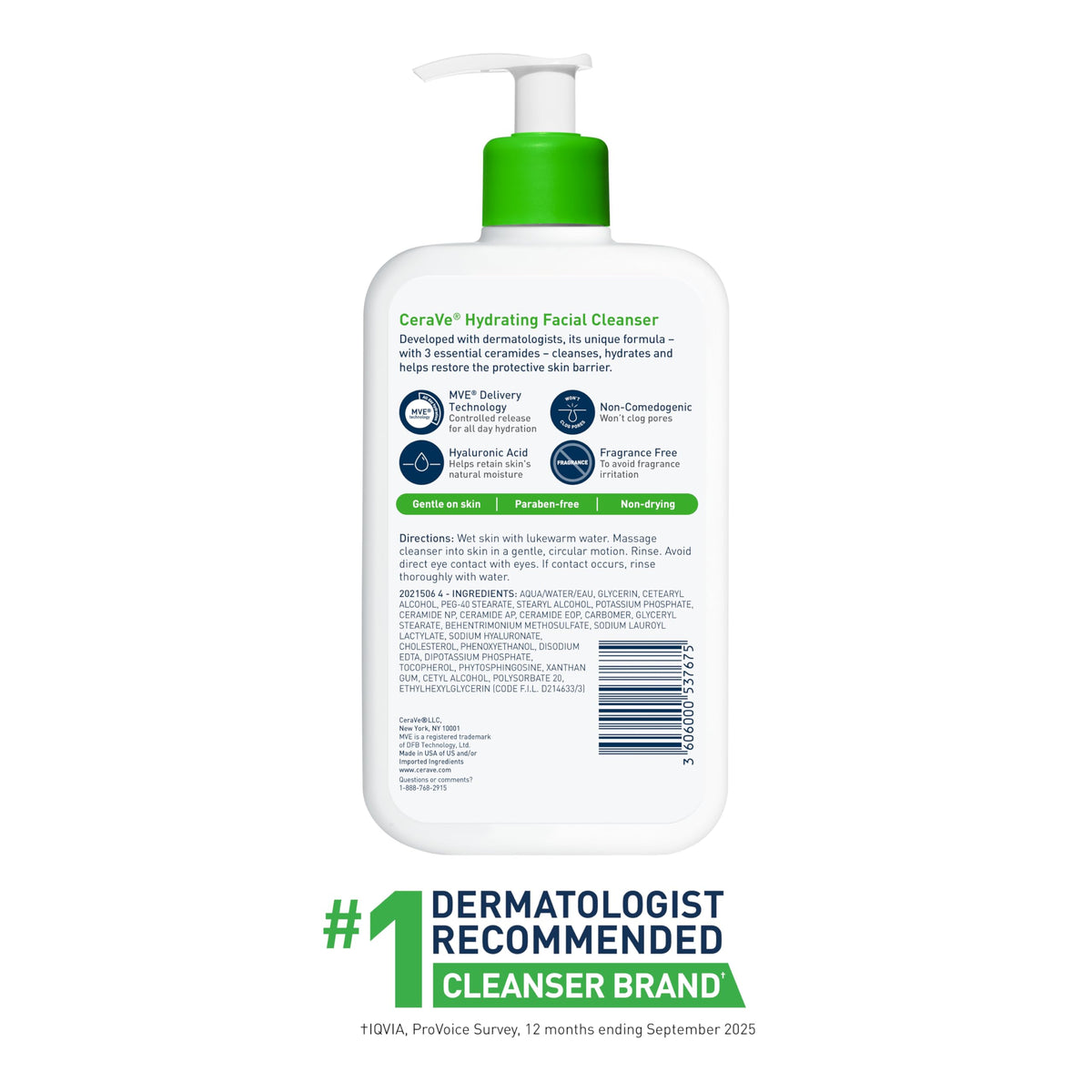 CeraVe being rinsed from face, illustrates non-drying cleansing action