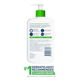 CeraVe being rinsed from face, illustrates non-drying cleansing action
