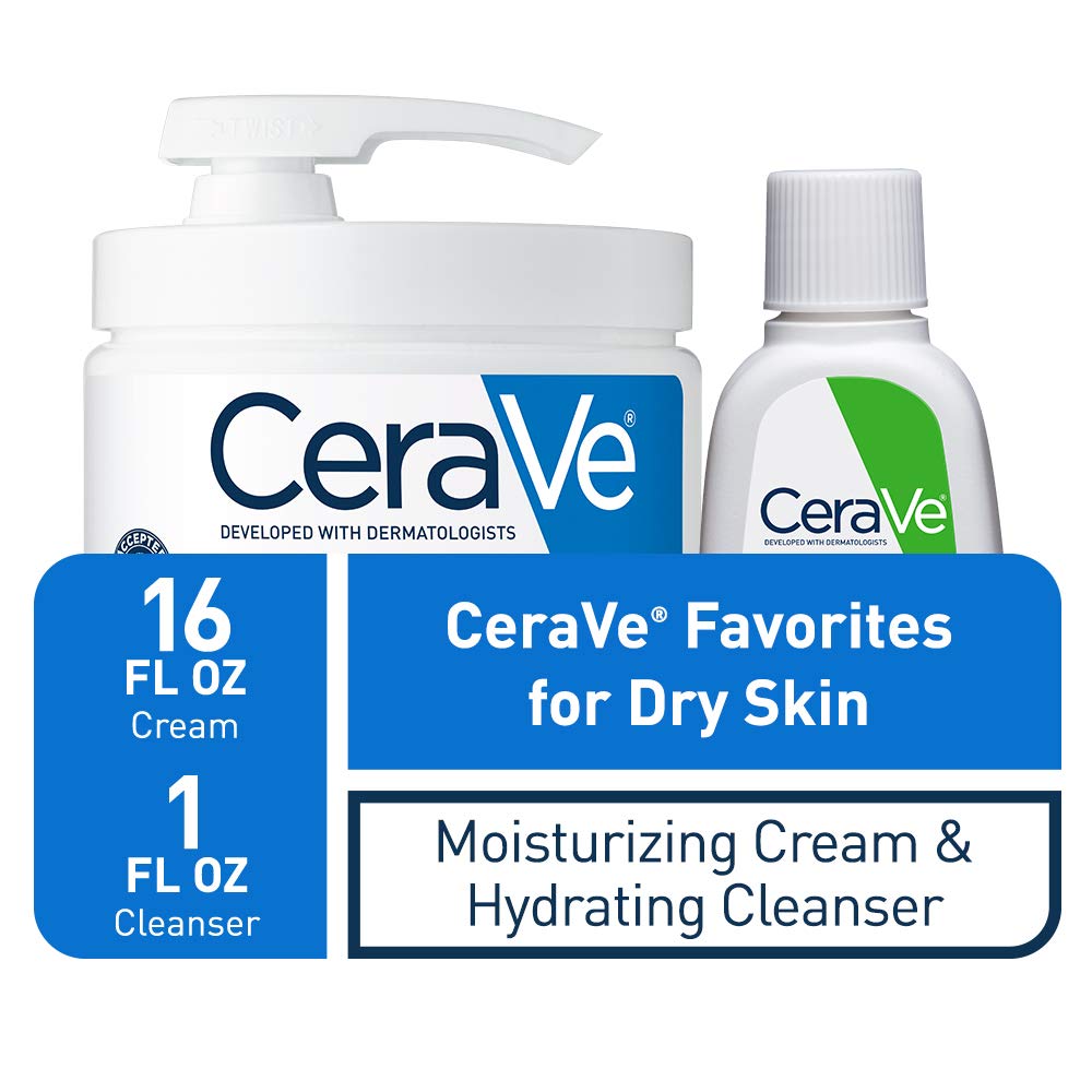 CeraVe moisturizing cream pump detail for easy one-handed dispensing benefit