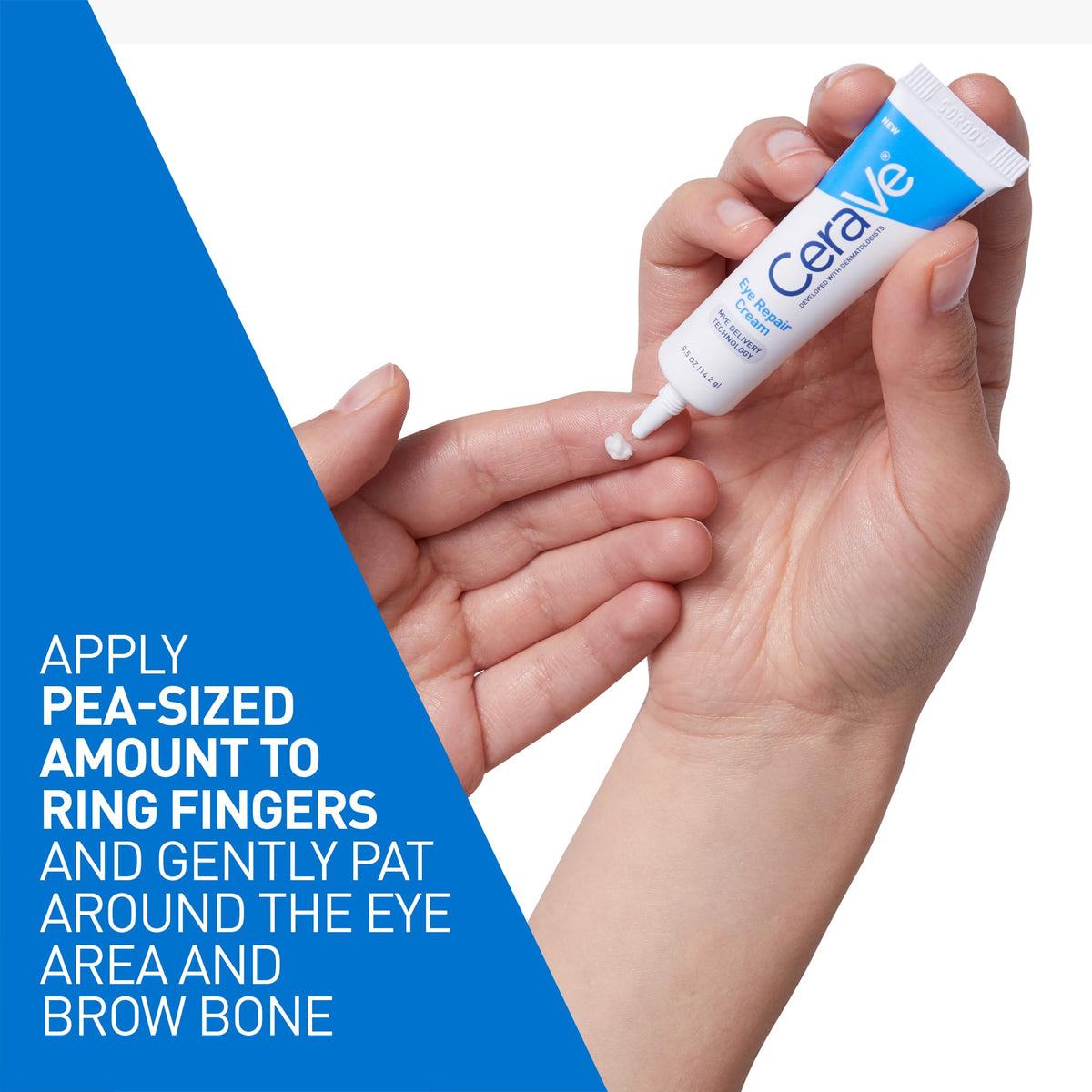 CeraVe Eye Repair Cream ingredients label highlighting ceramides and hyaluronic acid