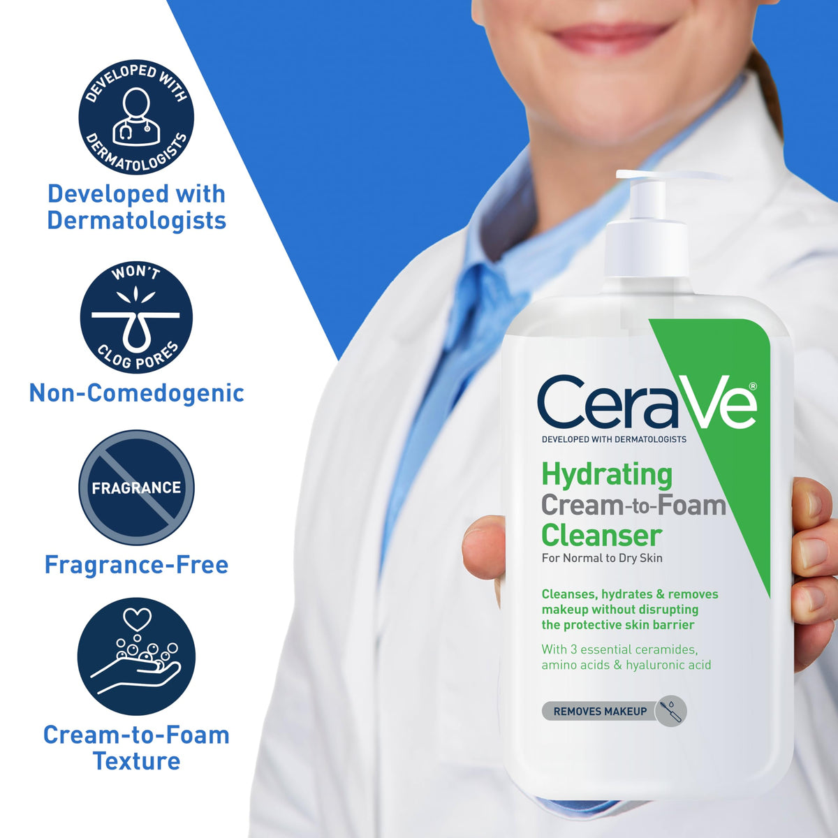 CeraVe foamy lather on hand showing effective cleansing action