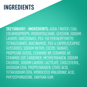 Foam on skin before rinse with visible clean finish, conveys CeraVe effective oil removal