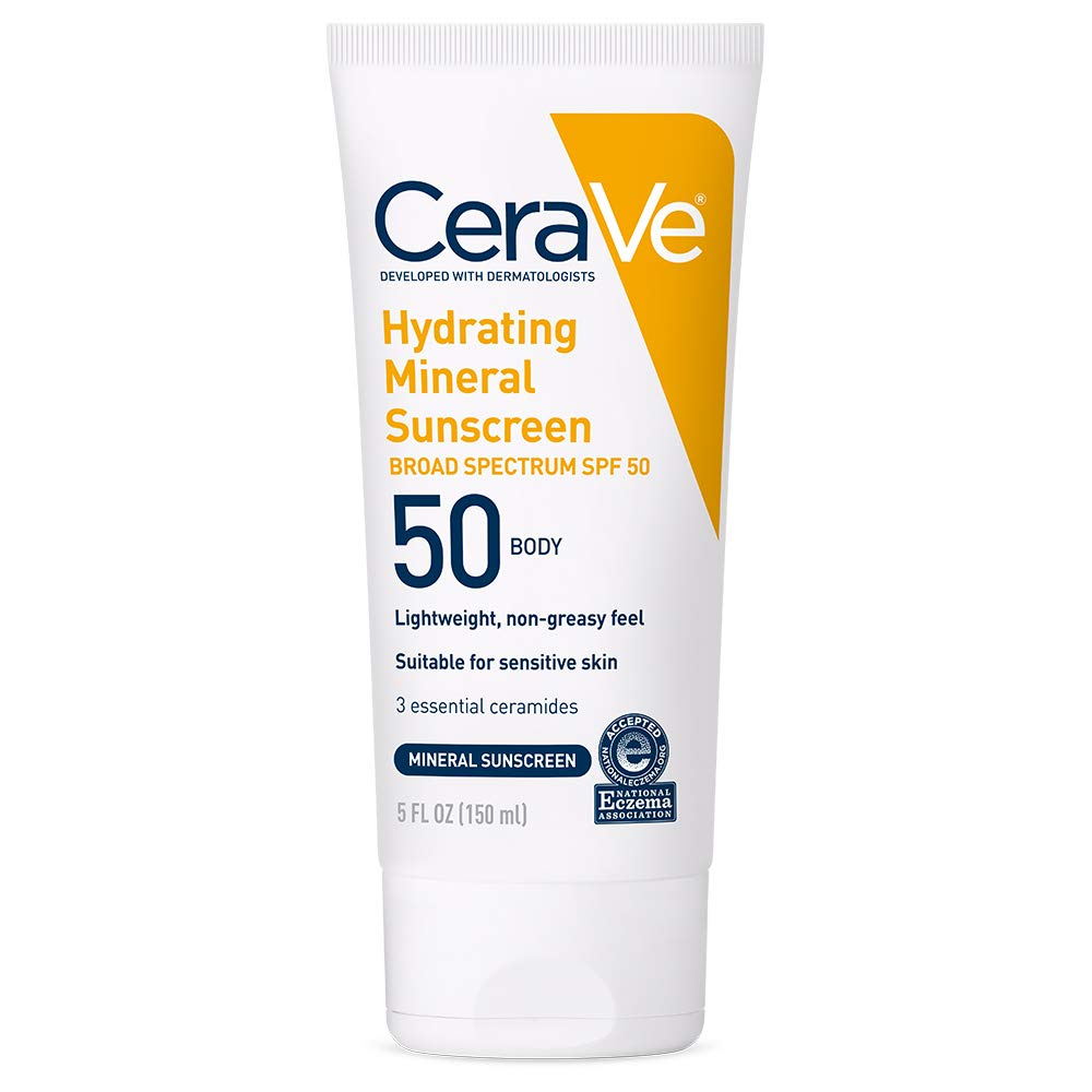CeraVe front packaging 5 oz bottle showing SPF 50 and hydrating benefits