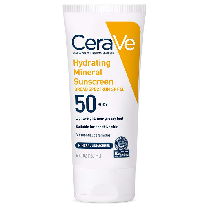 CeraVe front packaging 5 oz bottle showing SPF 50 and hydrating benefits