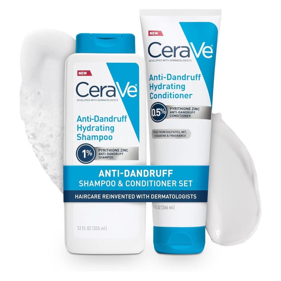 CeraVe front packaging showing shampoo and conditioner set benefiting scalp health