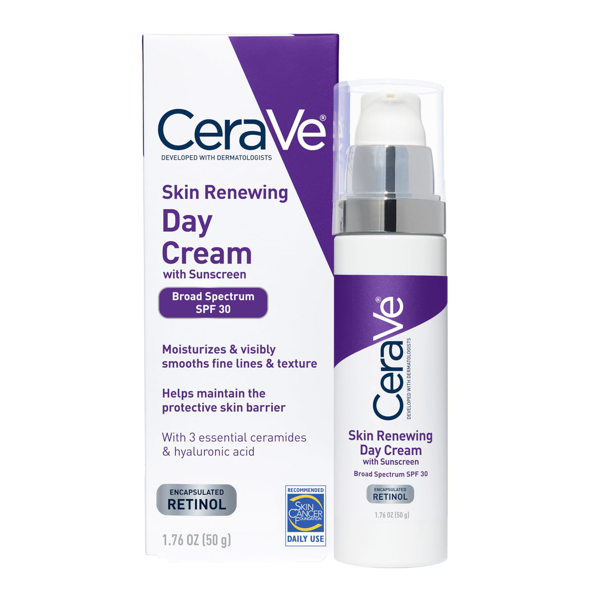 CeraVe front packaging showing SPF 30 protection and benefits