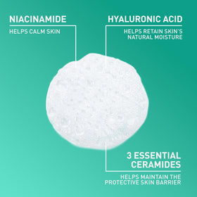 CeraVe gel turning into foam on skin to cleanse without dryness
